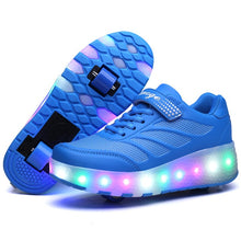 Load image into Gallery viewer, Size 28-43 Led Wheel Sneakers for Kids Adult USB Charging Glowing Roller Shoes with Lights Double Wheels Children Skate Shoes