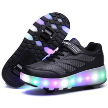 Load image into Gallery viewer, Size 28-43 Led Wheel Sneakers for Kids Adult USB Charging Glowing Roller Shoes with Lights Double Wheels Children Skate Shoes