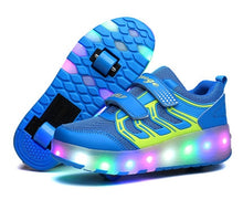 Load image into Gallery viewer, Size 28-43 Led Wheel Sneakers for Kids Adult USB Charging Glowing Roller Shoes with Lights Double Wheels Children Skate Shoes