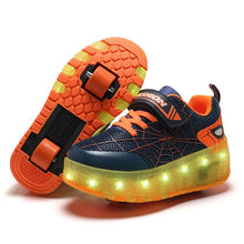 Load image into Gallery viewer, Size 28-43 Led Wheel Sneakers for Kids Adult USB Charging Glowing Roller Shoes with Lights Double Wheels Children Skate Shoes