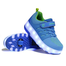 Load image into Gallery viewer, Size 28-43 Led Wheel Sneakers for Kids Adult USB Charging Glowing Roller Shoes with Lights Double Wheels Children Skate Shoes