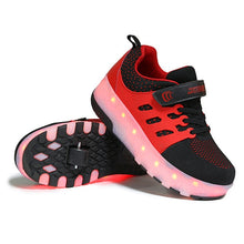 Load image into Gallery viewer, Size 28-43 Led Wheel Sneakers for Kids Adult USB Charging Glowing Roller Shoes with Lights Double Wheels Children Skate Shoes
