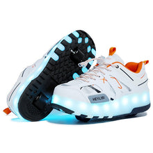 Load image into Gallery viewer, Size 28-43 Led Wheel Sneakers for Kids Adult USB Charging Glowing Roller Shoes with Lights Double Wheels Children Skate Shoes
