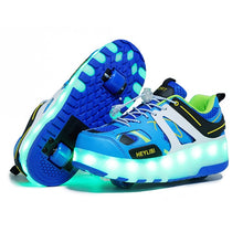 Load image into Gallery viewer, Size 28-43 Led Wheel Sneakers for Kids Adult USB Charging Glowing Roller Shoes with Lights Double Wheels Children Skate Shoes