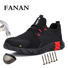 Load image into Gallery viewer, FANAN Men Safety Work Shoes Boots Breathable Light Steel Toe Work Boots Anti-smashing Men's Construction Boots Work Sneakers