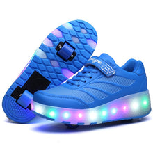 Load image into Gallery viewer, Size 28-43 Led Wheel Sneakers for Kids Adult USB Charging Glowing Roller Shoes with Lights Double Wheels Children Skate Shoes
