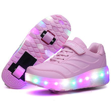 Load image into Gallery viewer, Size 28-43 Led Wheel Sneakers for Kids Adult USB Charging Glowing Roller Shoes with Lights Double Wheels Children Skate Shoes
