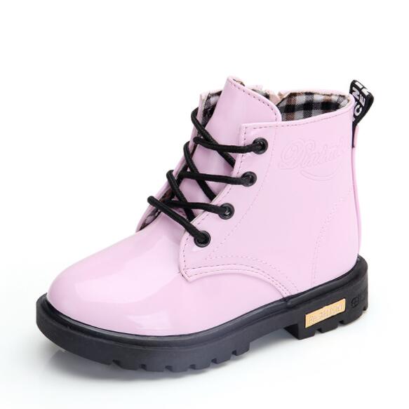 NEW 2020 Girls Leather Boots Boys Shoes Spring Autumn PU Leather Children Boots Fashion Toddler Kids Boots Warm Winter Boots 3BB